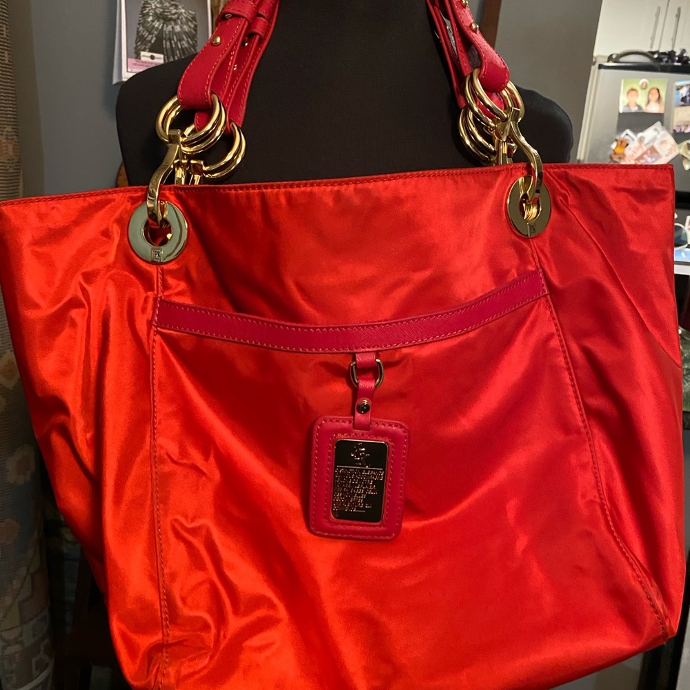 JPK Paris 75 Red nylon Hobo Tote Purse
